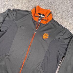 Nike Dri Fit Clemson Tigers Full Zip Jacket Gray Orange Size Large Pockets